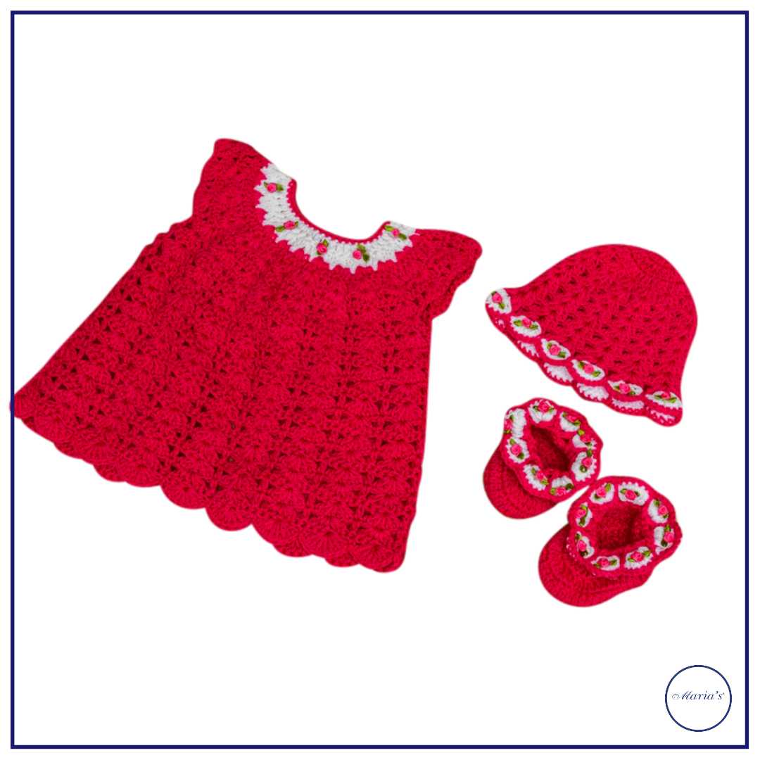 Baby Frock with Cap & Booties