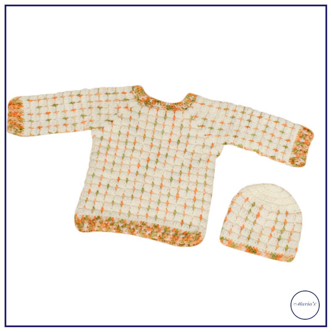 Multicolor Baby Sweater With Cap