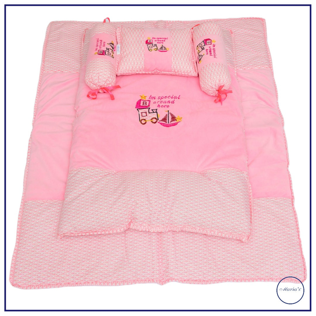 Five Pieces Baby Bed Set With Embroidery