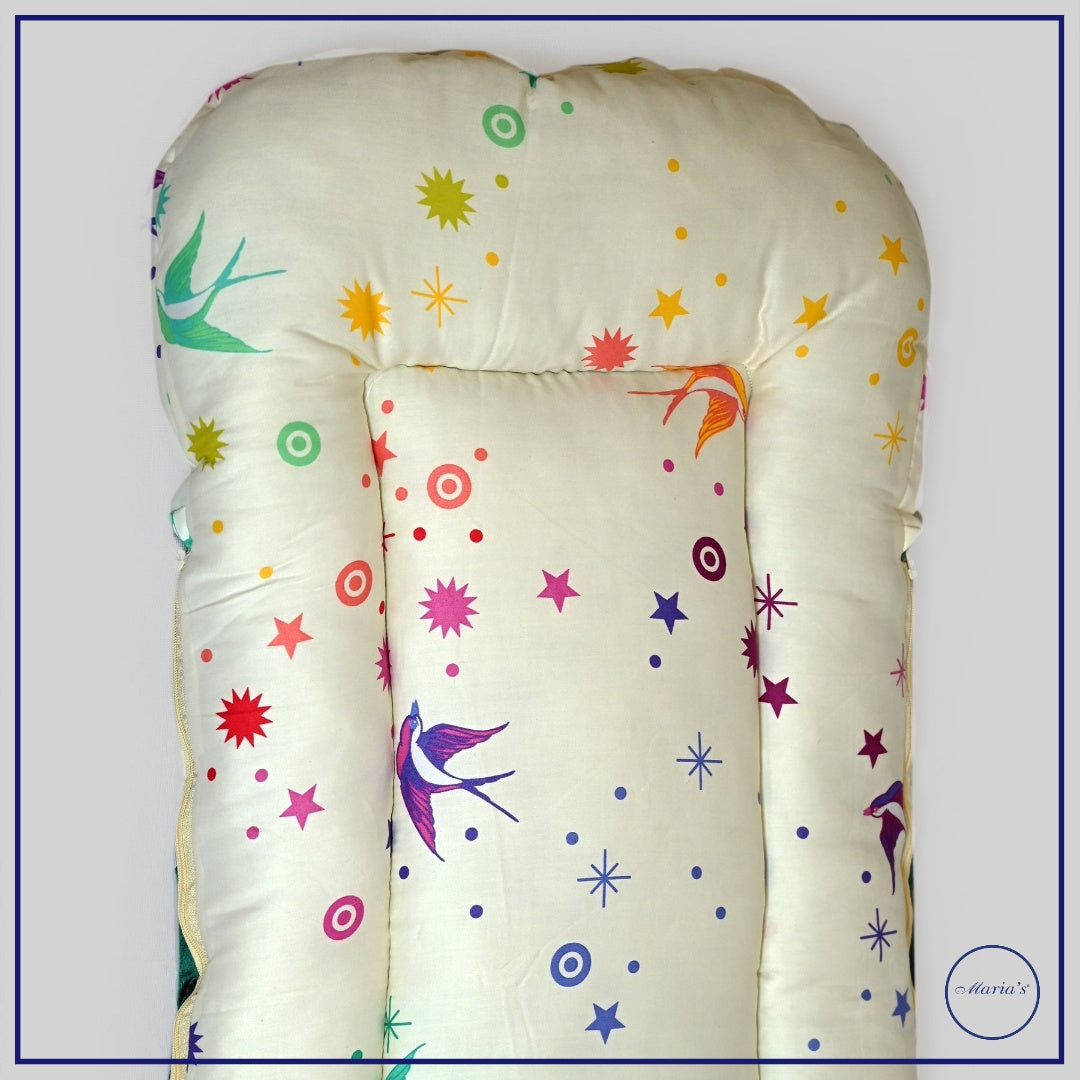 Velvet Carry Nest with Printed Cotton Stain With  Bow & Pillow