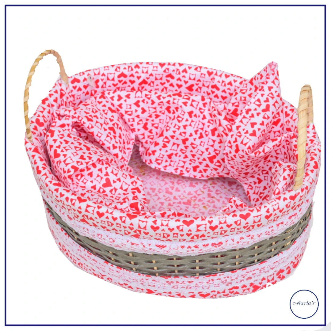 Bread Basket With Handle In Oval Shape