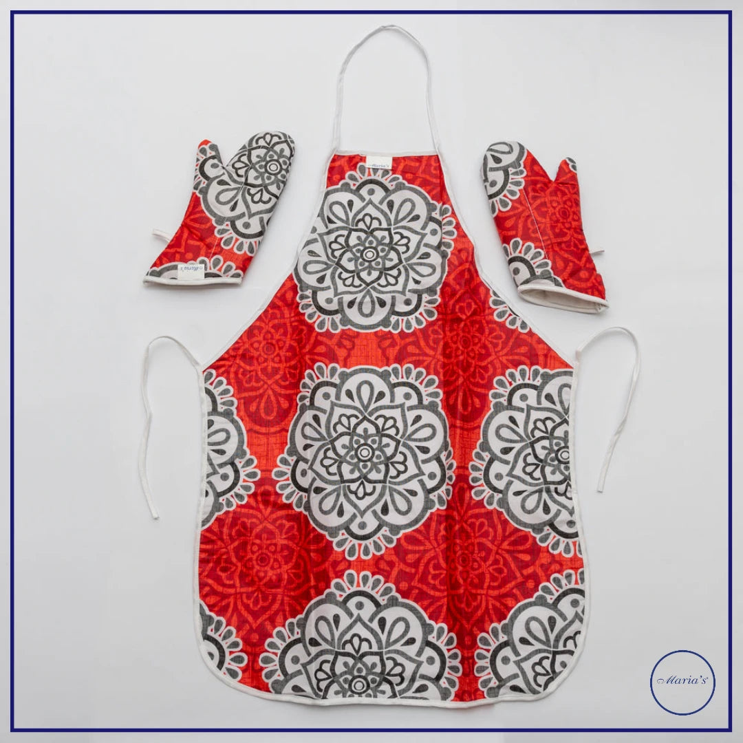 Apron With Gloves Pair Set