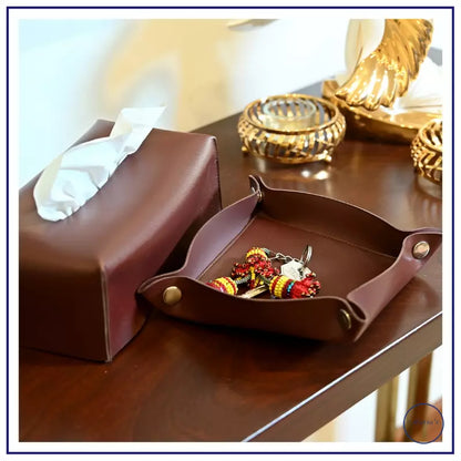Premium Leather Tissue Box Cover & Valet Tray Set – Maria’s Pakistan