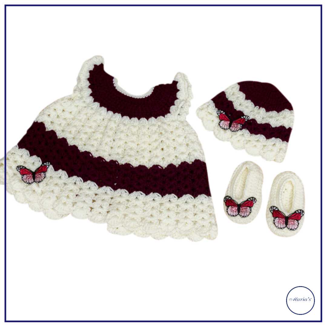 Baby Frock Style With Cap & Booties