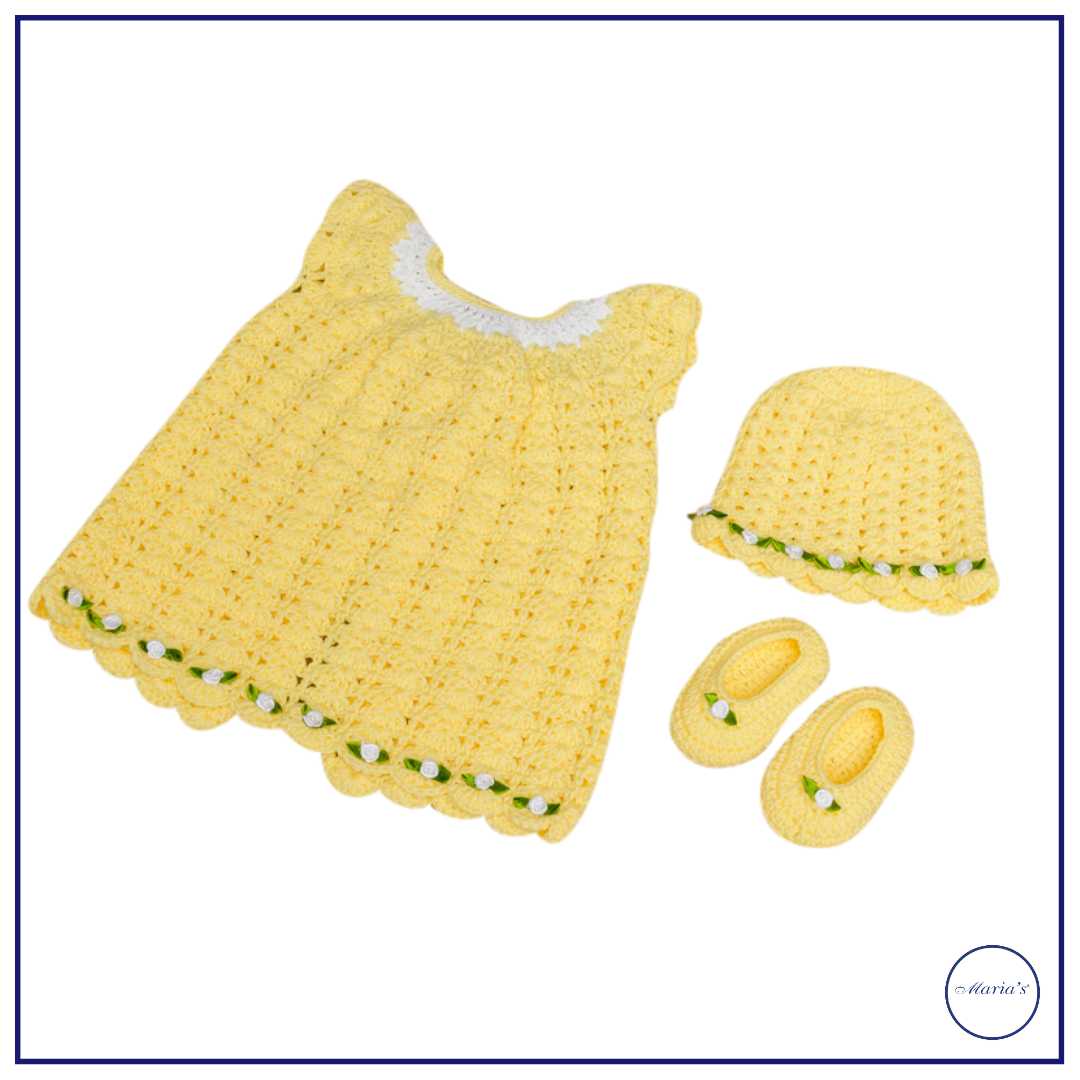 Baby Frock with Cap & Booties