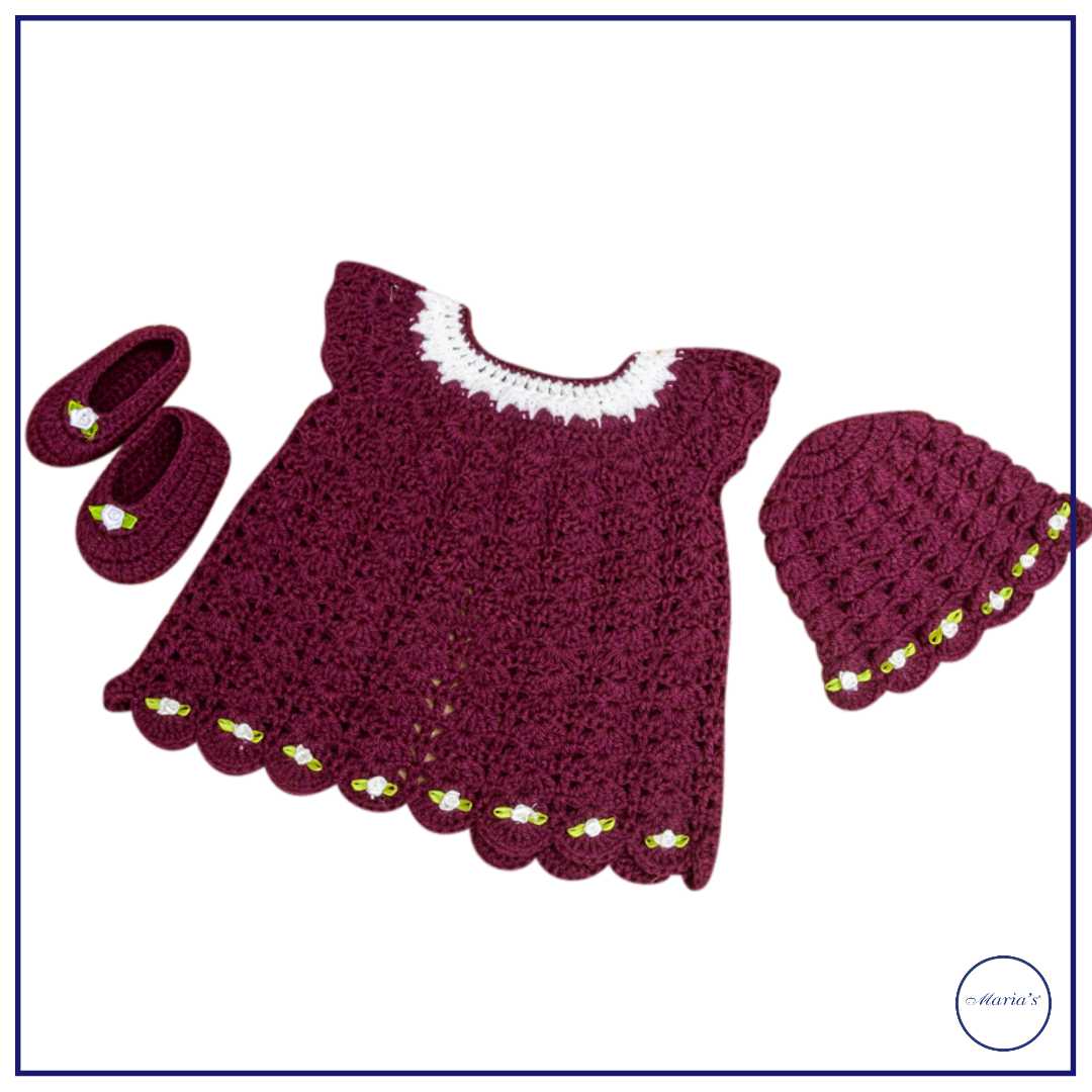 Baby Frock with Cap & Booties