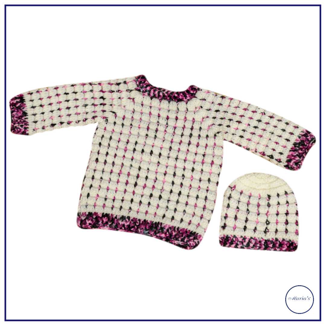 Multicolor Baby Sweater With Cap