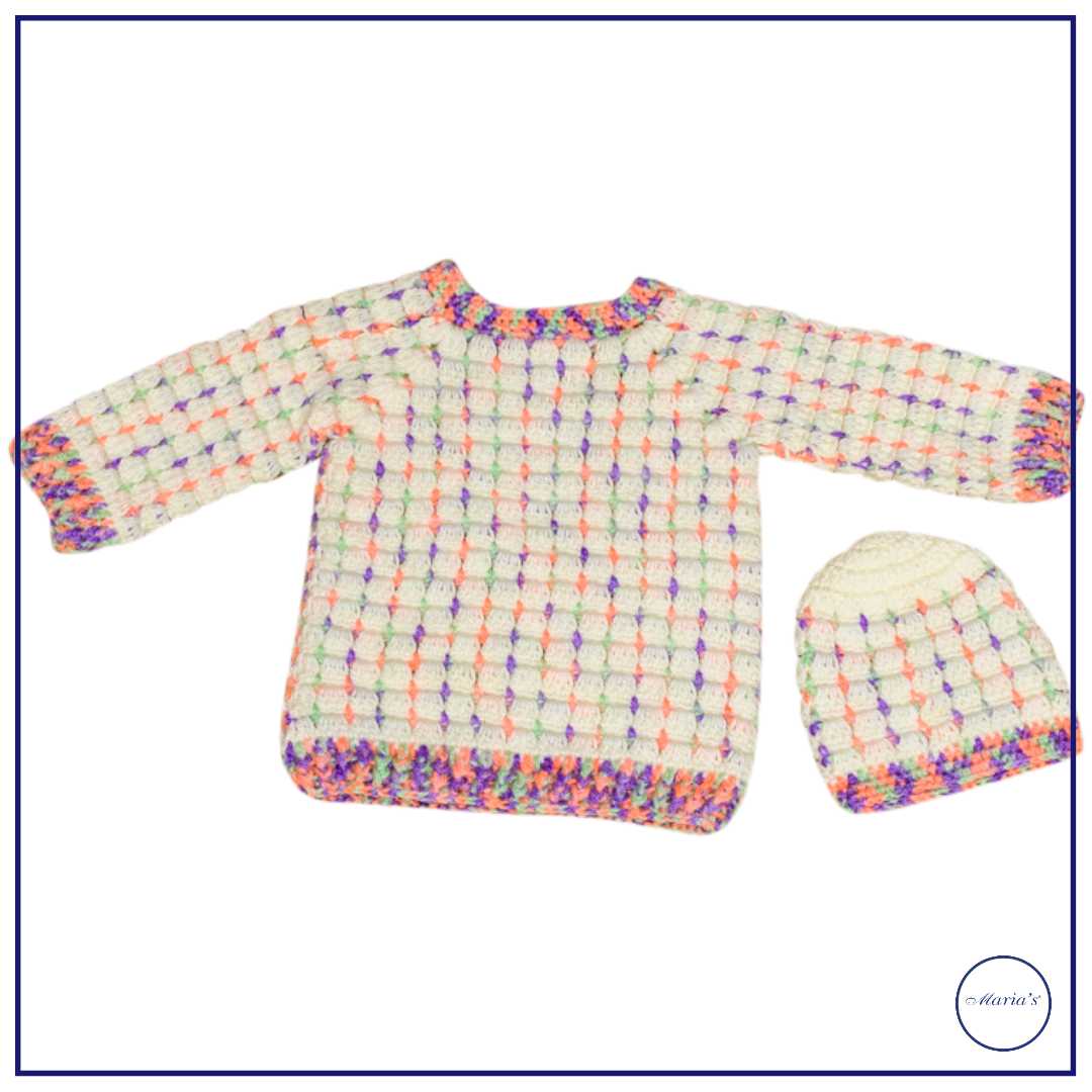 Multicolor Baby Sweater With Cap
