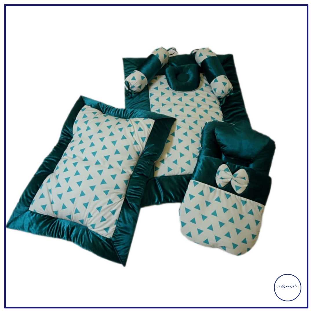 7pcs  Gadda Set In Velvet & Cotton Printed