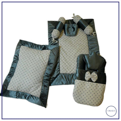 7pcs  Gadda Set In Velvet & Cotton Printed