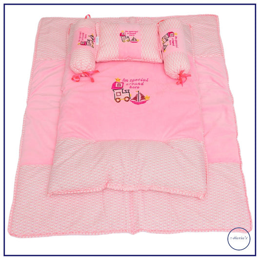 Five Pieces Baby Bed Set With Embroidery