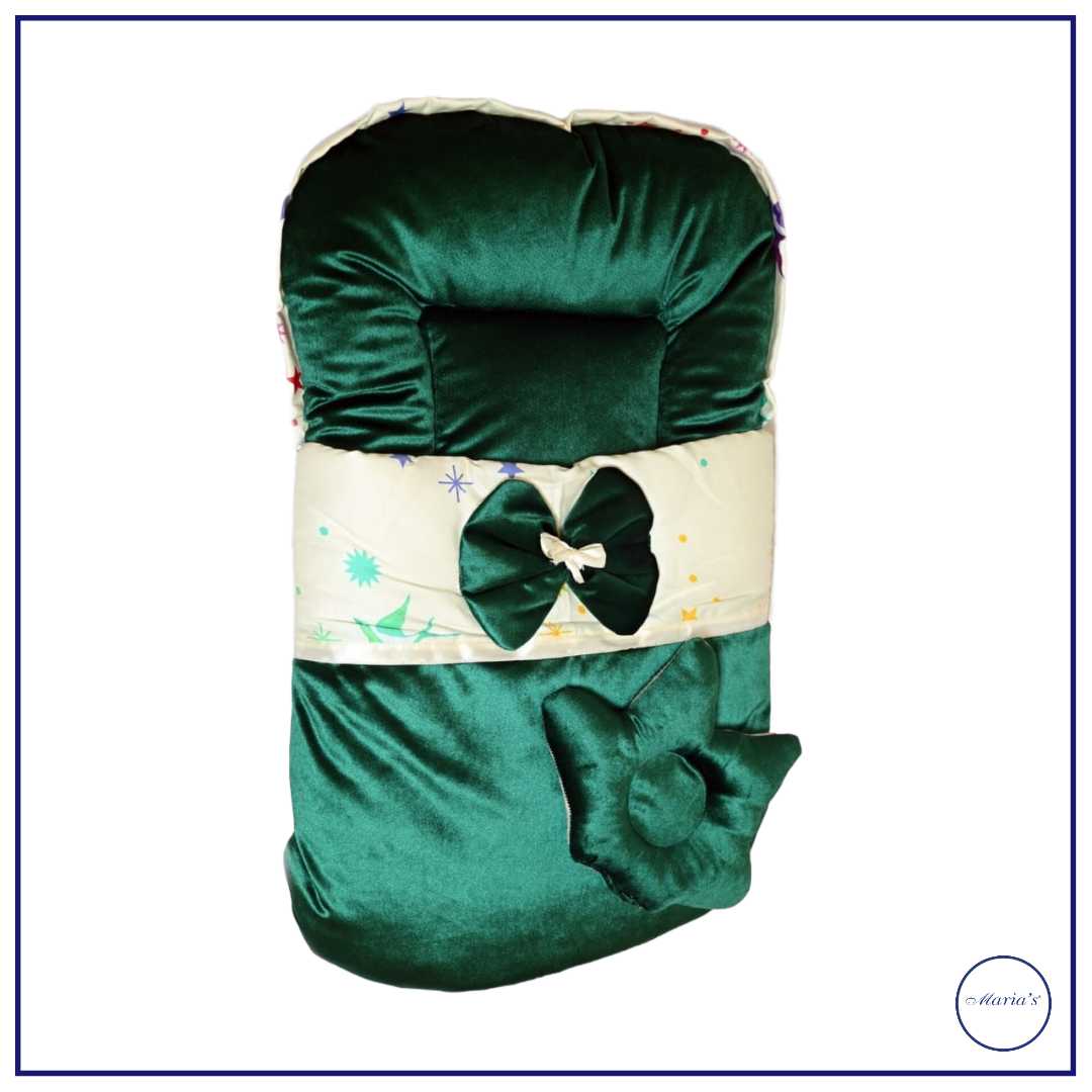 Velvet Carry Nest with Printed Cotton Stain With  Bow & Pillow