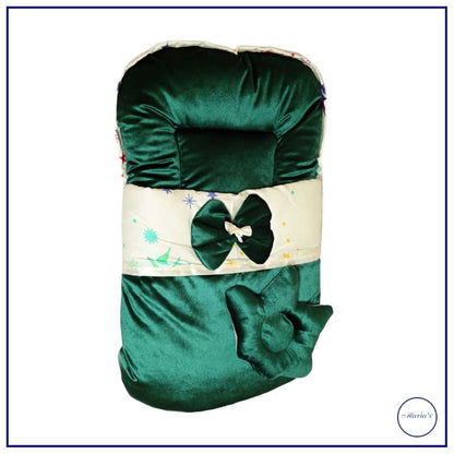 Velvet Carry Nest with Printed Cotton Stain With  Bow & Pillow