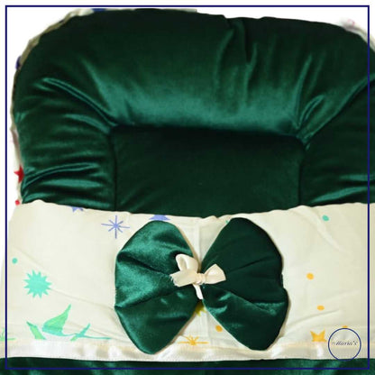 Velvet Carry Nest with Printed Cotton Stain With  Bow & Pillow