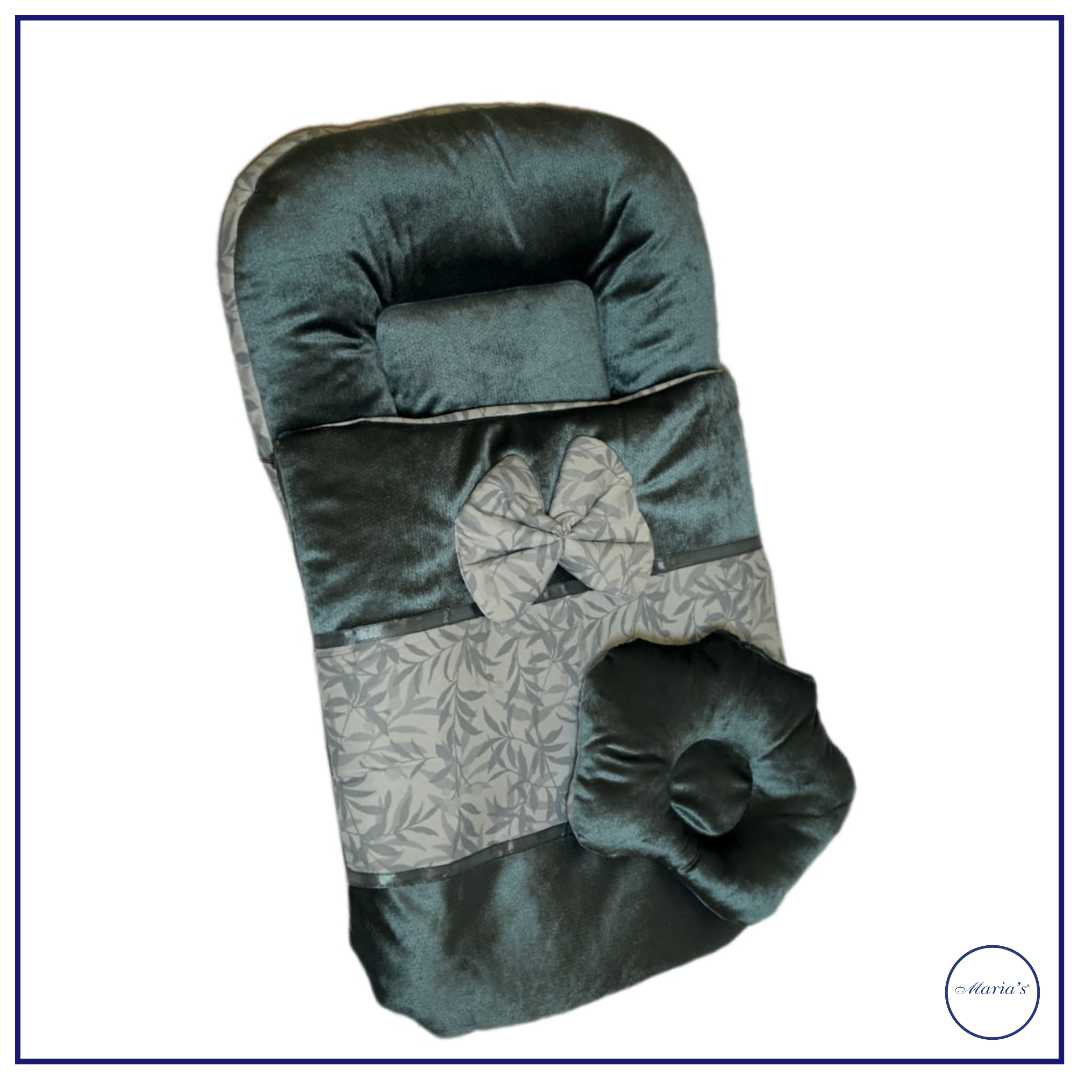 Velvet Carry Nest with Printed Cotton Stain With  Bow & Pillow