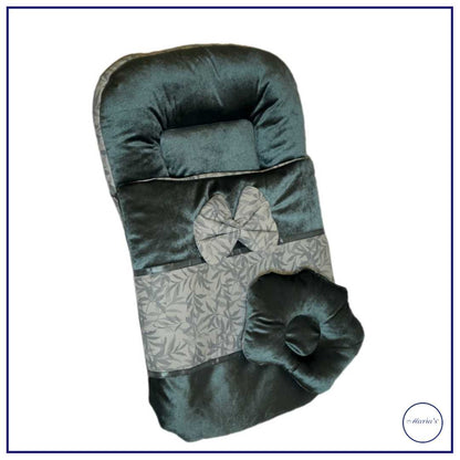 Velvet Carry Nest with Printed Cotton Stain With  Bow & Pillow