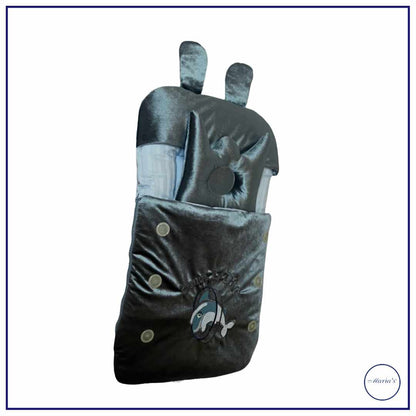 Velvet Carry nest With Fish Embroidery & Pillow