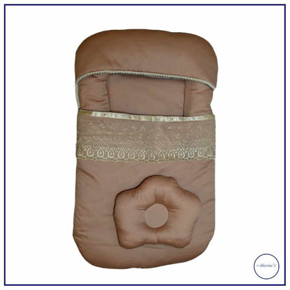 Carry Nest In Plain Cotton Satin with Net Lace & Pillow