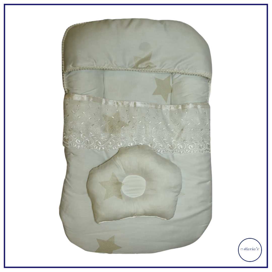 Carry Nest In Plain Cotton Satin with Net Lace & Pillow