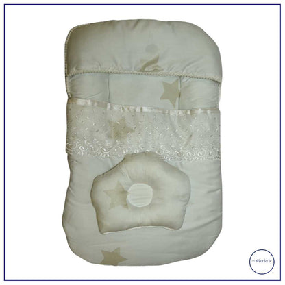 Carry Nest In Plain Cotton Satin with Net Lace & Pillow