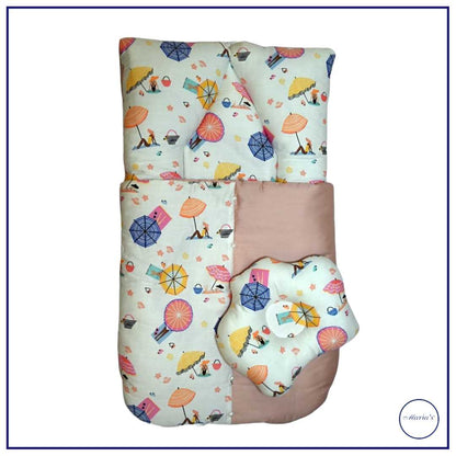 Carry Nest In Plain & Printed Cotton Satin With  Pillow