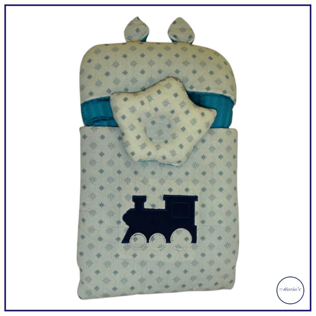 Carry Nest In Cotton Satin Plain& Printed With Applique,Pillow