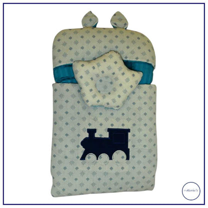 Carry Nest In Cotton Satin Plain& Printed With Applique,Pillow