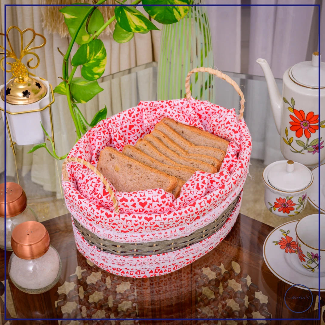 Bread Basket With Handle In Oval Shape
