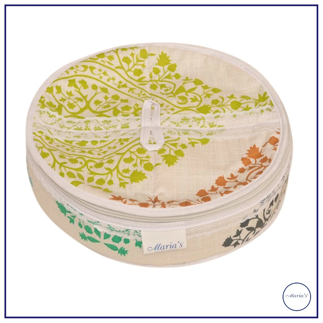 Round Roti Cane Box In Printed Cotton