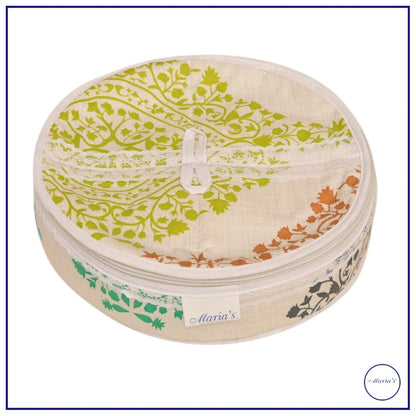 Round Roti Cane Box In Printed Cotton