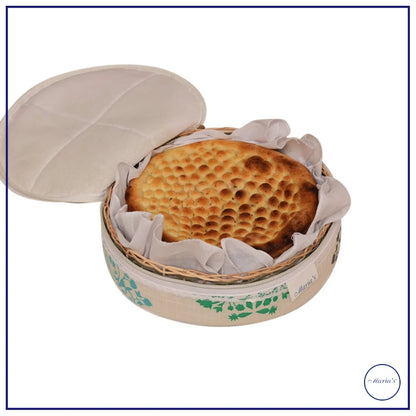 Round Roti Cane Box In Printed Cotton