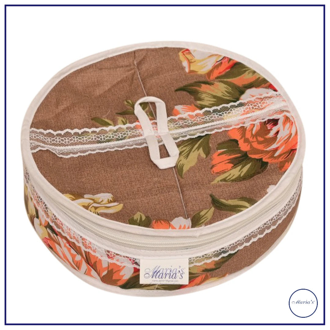 Round Roti Cane Box In Printed Cotton