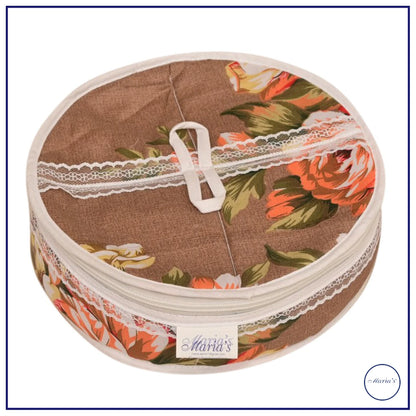Round Roti Cane Box In Printed Cotton