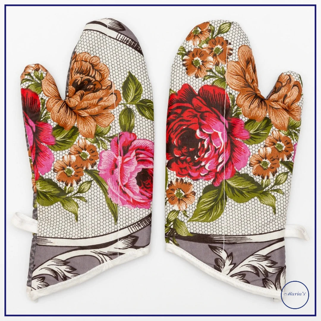 Kitchen Gloves Pair in Printed Cotton