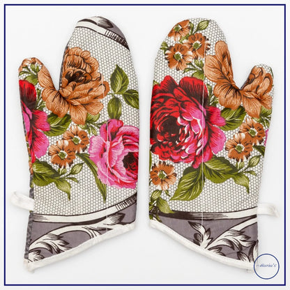 Kitchen Gloves Pair in Printed Cotton