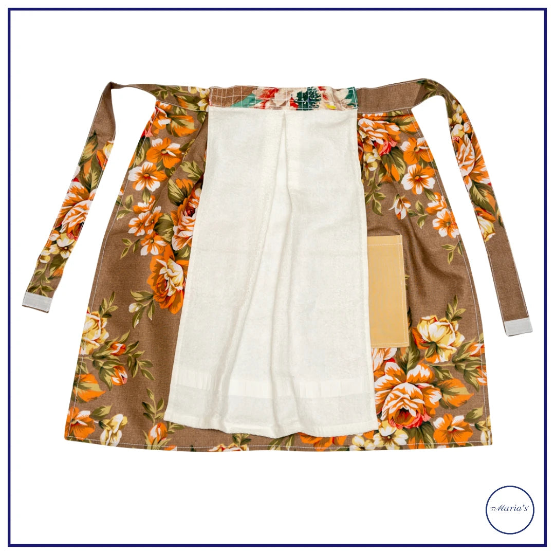 Apron printed cotton with towel and pocket