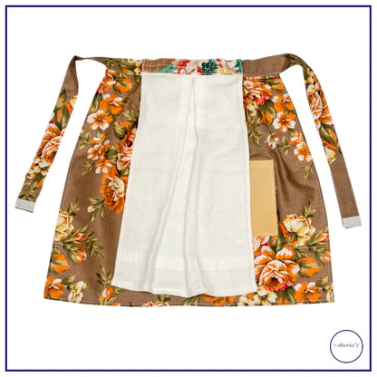 Apron printed cotton with towel and pocket