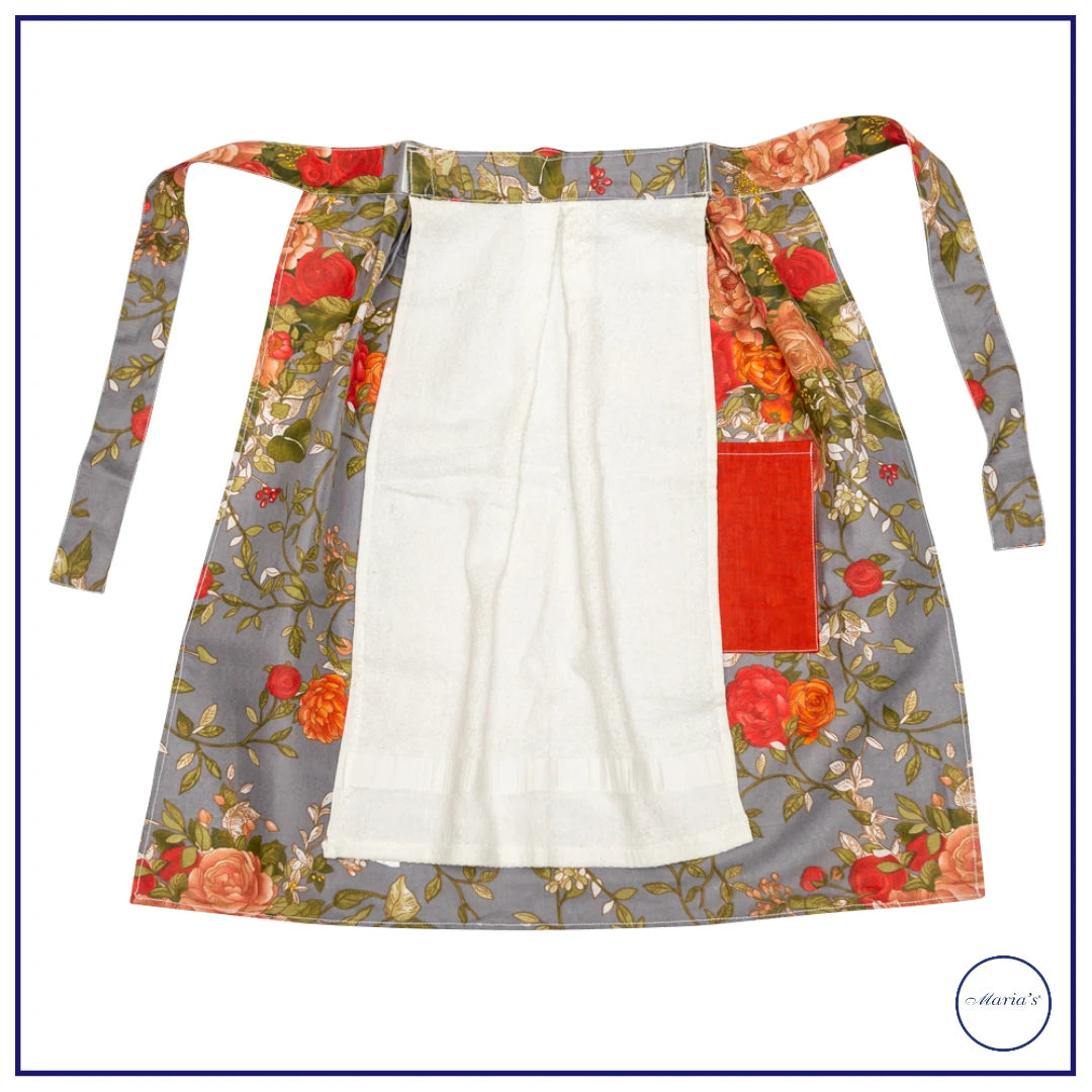 Apron printed cotton with towel and pocket