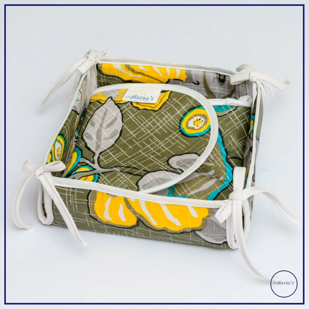 Bread Basket In Printed Cotton