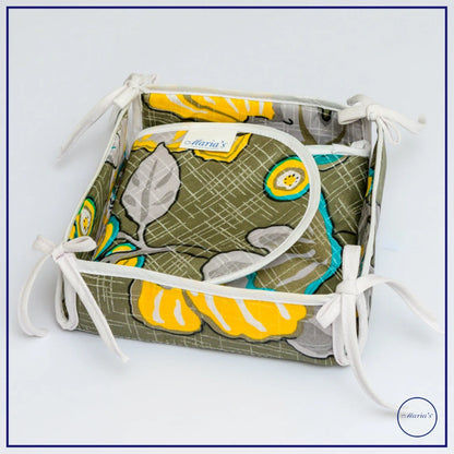 Bread Basket In Printed Cotton