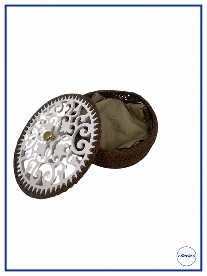 Premium Hand-Woven Roti Basket with Decorative Lid | Bread Basket for Dining Table