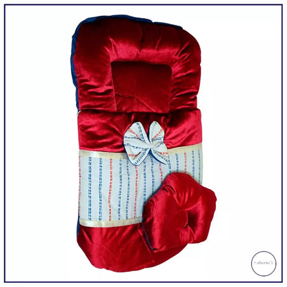 Velvet Carry Nest with Printed Cotton Stain With  Bow & Pillow