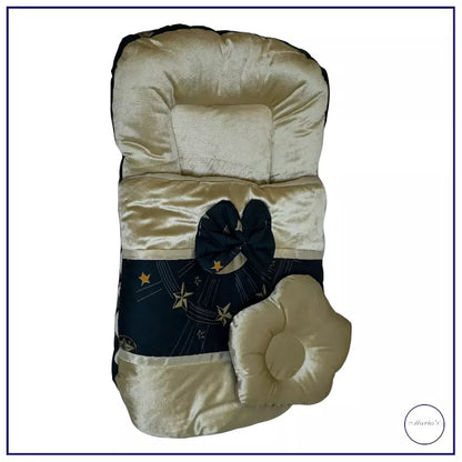 Velvet Carry Nest with Printed Cotton Stain With  Bow & Pillow