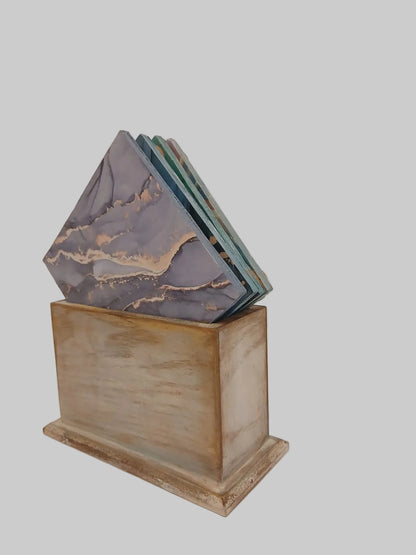 Handcrafted Wooden Ply Coasters With Decoupage & Hand Painted Box