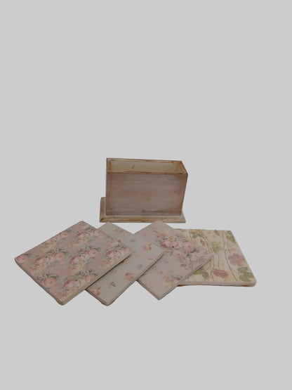 Handcrafted Wooden Ply Coasters With Decoupage & Hand Painted Box