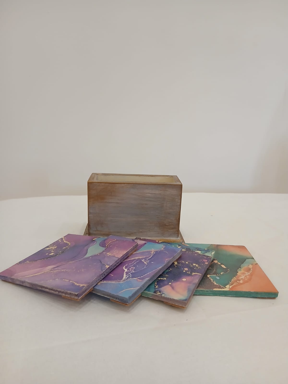 Handcrafted Wooden Ply Coasters With Decoupage & Hand Painted Box